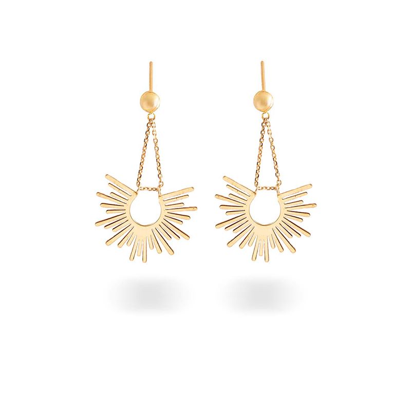 گوشواره میخی طلا 18عیار طرح خورشید نیمه گوشواره میخی طلا 18عیار طرح خورشید نیمه