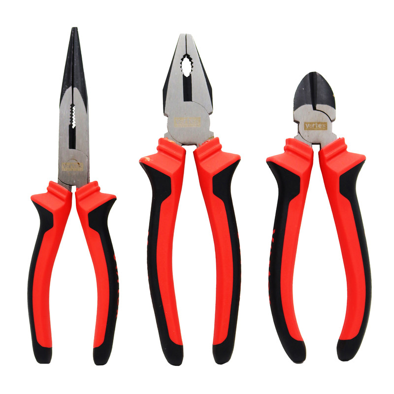 مجموعه سه عددی انبر دست و سیم چین و دم باریک ورتکس مدل YP-887 مجموعه سه عددی انبر دست و سیم چین و دم باریک ورتکس مدل YP-887