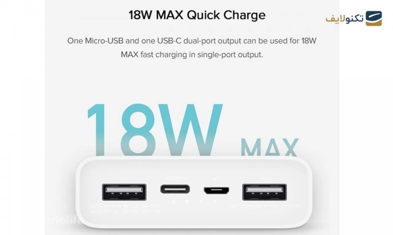 پاوربانک شیائومی مدل PLM18ZM ظرفیت 20000 میلی آمپر ساعت به همراه کابل تبدیل microUSB پاوربانک شیائومی مدل PLM18ZM ظرفیت 20000 میلی آمپر ساعت به همراه کابل تبدیل microUSB