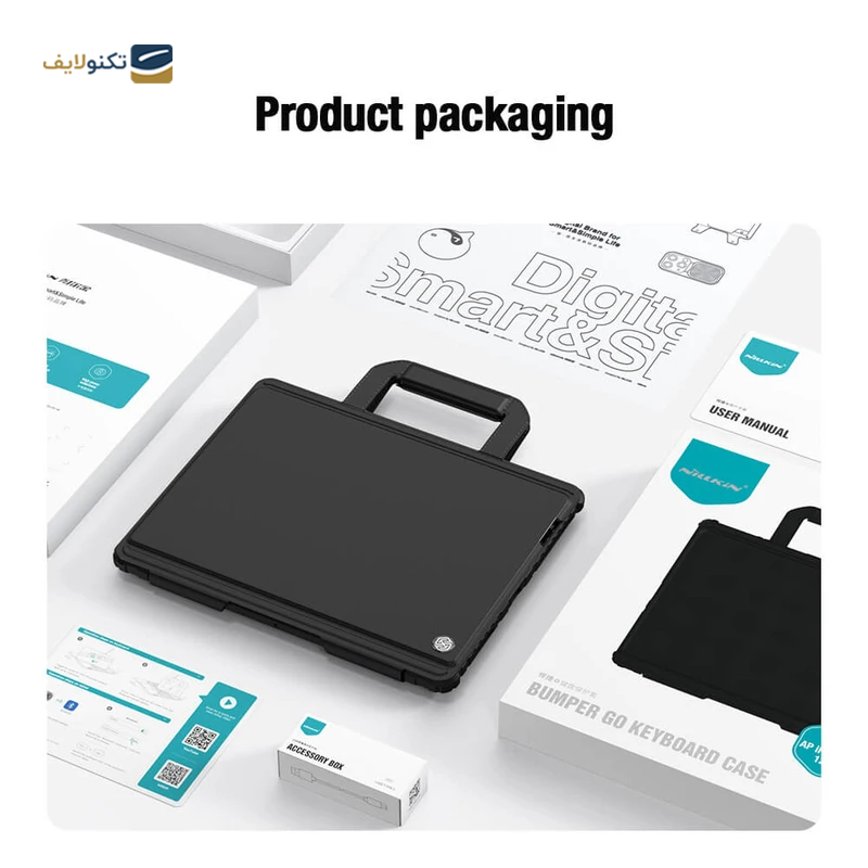 کیف کلاسوری کیبورد دار نیلکین مدل Bumper Go Keyboard مناسب برای تبلت اپل iPad Air 13 2024 / iPad Pro 12.9 2022 / 2021 / 2020   کیف کلاسوری کیبورد دار نیلکین مدل Bumper Go Keyboard مناسب برای تبلت اپل iPad Air 13 2024 / iPad Pro 12.9 2022 / 2021 / 2020