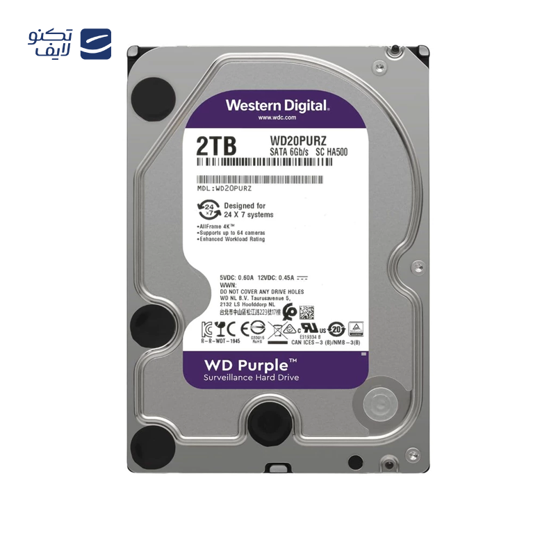 هارددیسک اینترنال وسترن دیجیتال مدل Purple WD20PURZ ظرفیت 2 ترابایت هارددیسک اینترنال وسترن دیجیتال مدل Purple WD20PURZ ظرفیت 2 ترابایت