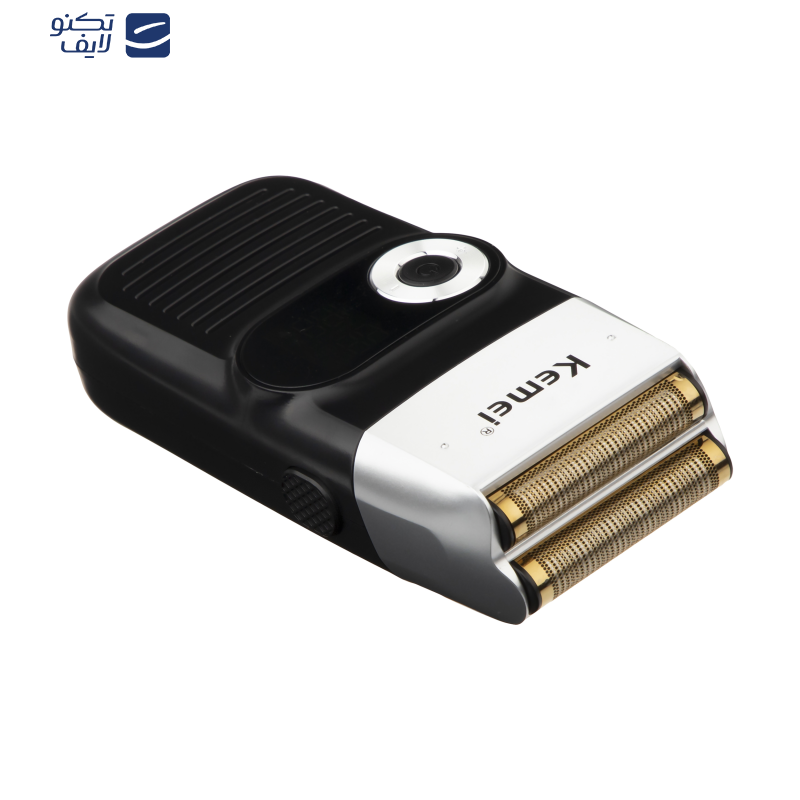 ماشین اصلاح موی صورت کیمی مدل KM-2026، منبع انرژی باتری، تکنولوژی اصلاح به صورت برش مستقیم، مدت زمان شارژ 120 دقیقه و مدت زمان استفاده پس از شارژ 120 دقیقه، به همراه برس تمیزکننده، کیف نگهداری، جنس تیغه از تیتانیوم