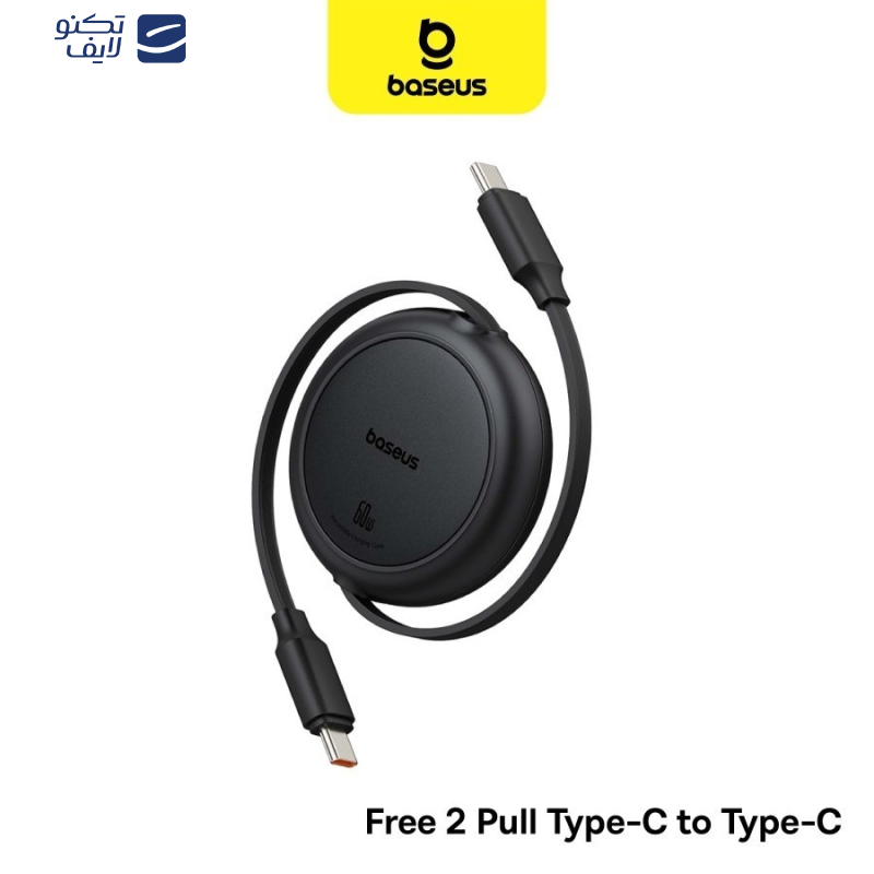 کابل تبدیل USB-C به USB-C بیسوس مدل Free2Pull Mini 60W طول 1 متر کابل تبدیل USB-C به USB-C بیسوس مدل Free2Pull Mini 60W طول 1 متر