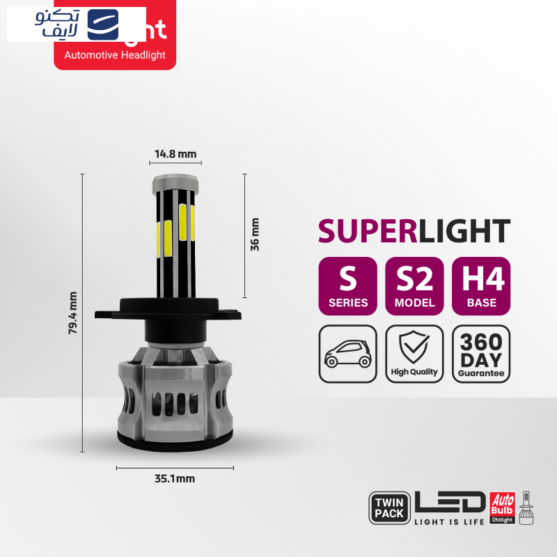 لامپ هدلایت LED اتولایت مدل S2 پایه H4 بسته 2 عددی لامپ هدلایت LED اتولایت مدل S2 پایه H4 بسته 2 عددی