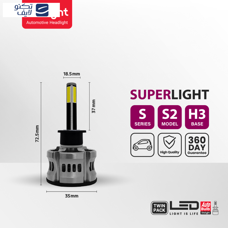 لامپ هدلایت LED اتولایت مدل S2 پایه H3 بسته 2 عددی لامپ هدلایت LED اتولایت مدل S2 پایه H3 بسته 2 عددی