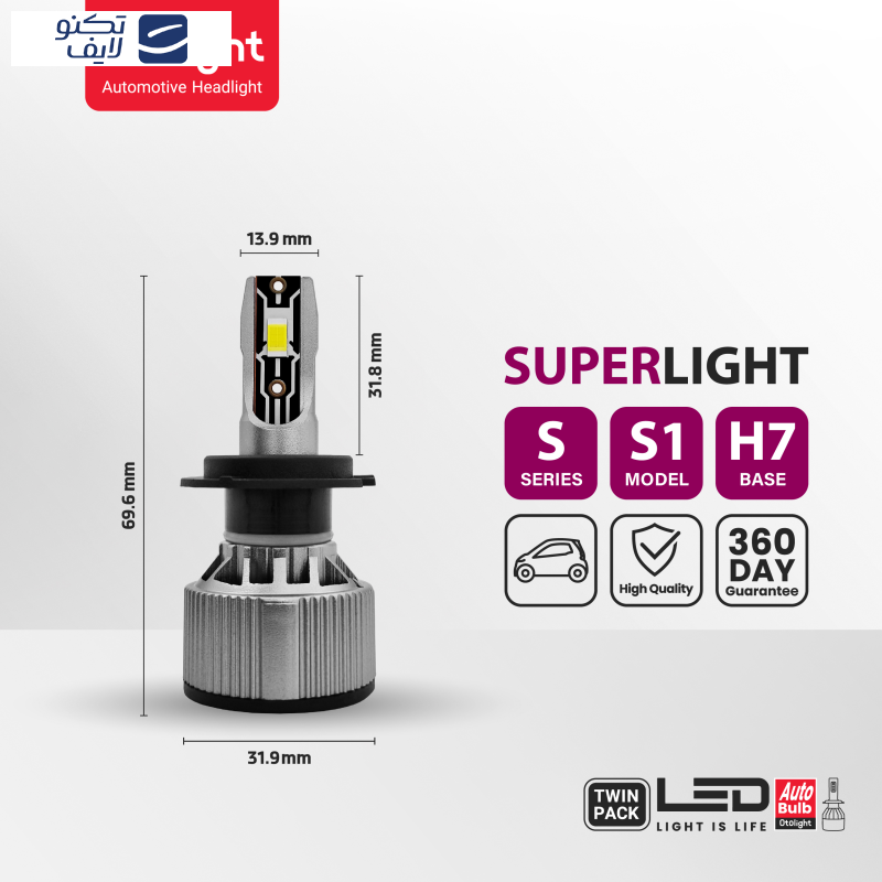 لامپ هدلایت LED اتولایت مدل S1 پایه H7 بسته 2 عددی لامپ هدلایت LED اتولایت مدل S1 پایه H7 بسته 2 عددی