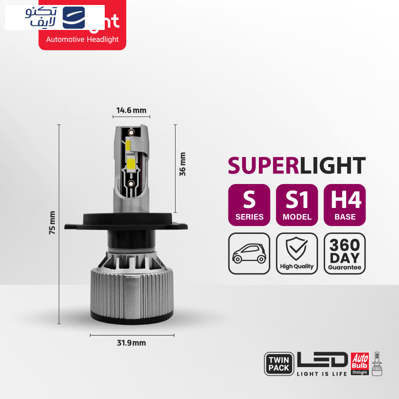 لامپ هدلایت LED اتولایت مدل S1 پایه H4 بسته 2 عددی لامپ هدلایت LED اتولایت مدل S1 پایه H4 بسته 2 عددی