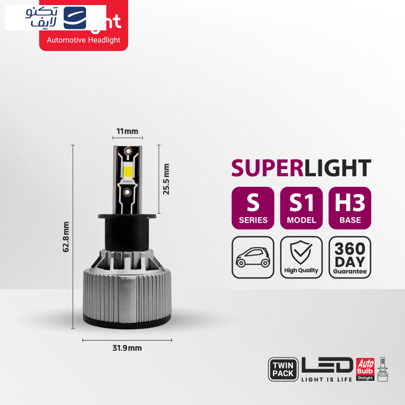 لامپ هدلایت LED اتولایت مدل S1 پایه H3 بسته 2 عددی لامپ هدلایت LED اتولایت مدل S1 پایه H3 بسته 2 عددی