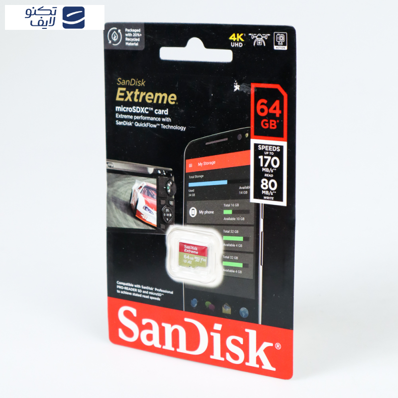 کارت حافظه سن دیسک microSDXC مدل Extreme کلاس A2 استاندارد UHS-I U3 سرعت 170MBps ظرفیت 64 گیگابایت کارت حافظه سن دیسک microSDXC مدل Extreme کلاس A2 استاندارد UHS-I U3 سرعت 170MBps ظرفیت 64 گیگابایت