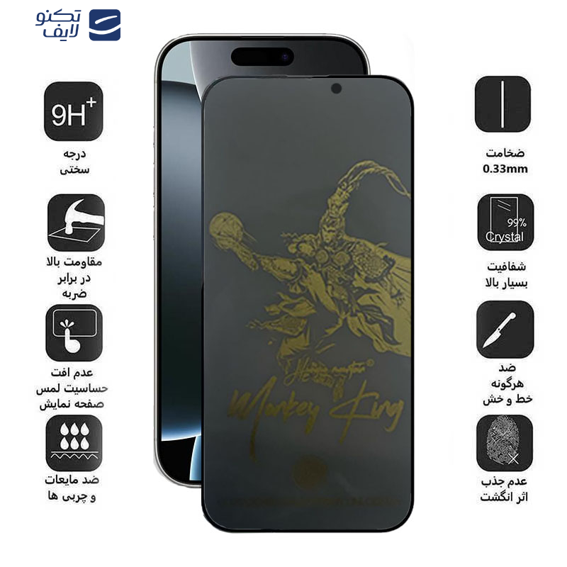 محافظ صفحه نمایش حریم شخصی اپیکوی مدل Monkey King مناسب برای گوشی موبایل اپل iPhone 16 Pro محافظ صفحه نمایش حریم شخصی اپیکوی مدل Monkey King مناسب برای گوشی موبایل اپل iPhone 16 Pro