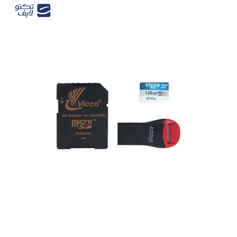 کارت حافظه micro SDXC ویکومن مدل 633X Plus کلاس 10 استاندارد UHS-I U3 سرعت 90MBS ظرفیت 128 گیگابایت به همراه کارت خوان کارت حافظه micro SDXC ویکومن مدل 633X Plus کلاس 10 استاندارد UHS-I U3 سرعت 90MBS ظرفیت 128 گیگابایت به همراه کارت خوان