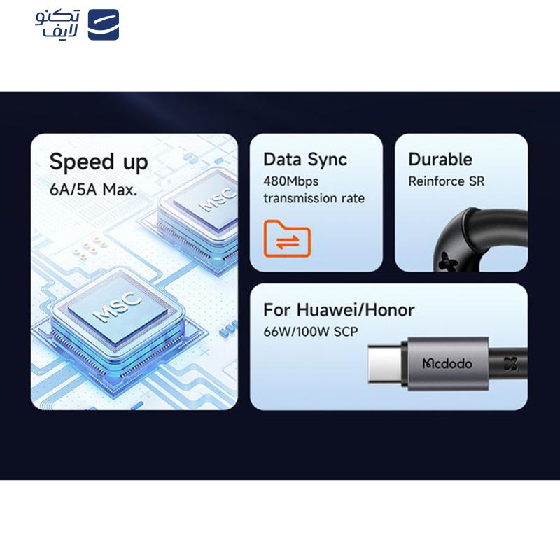 کابل USB به USB-C مک دودو مدل CA-3590 طول 1.2 متر کابل USB به USB-C مک دودو مدل CA-3590 طول 1.2 متر