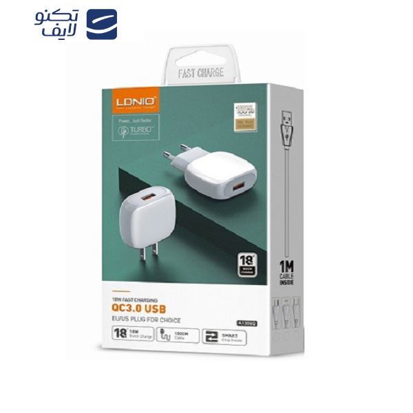 شارژر دیواری الدینیو مدل A1306Q همراه با کابل تبدیل USB-C شارژر دیواری الدینیو مدل A1306Q همراه با کابل تبدیل USB-C