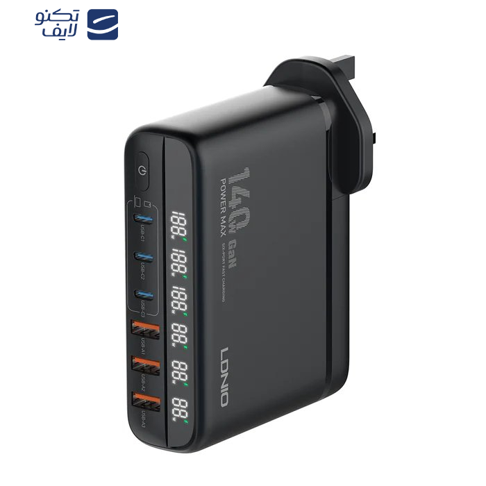 شارژر رومیزی 140 وات الدینیو مدل GaN A6140C 