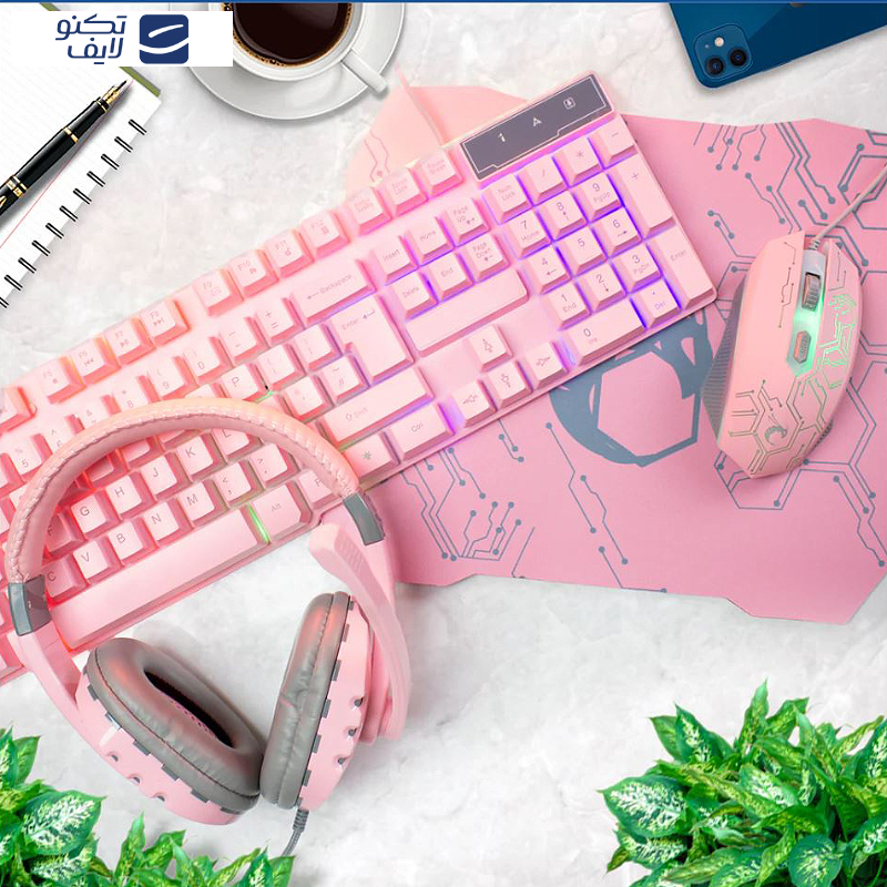 ست گیمینگ اورزلی مدل RX-25O-ESSENTIAL-PACK، سوییچ ممبران، Full-Size، نورپردازی LED RGB