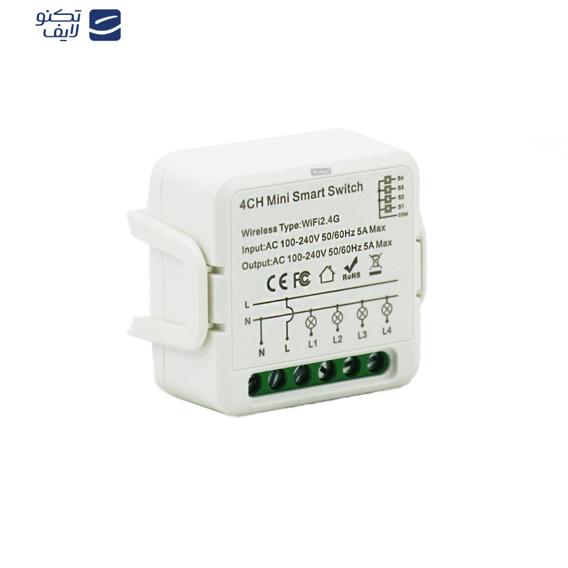 رله سوئیچ هوشمند تویا مدل چهار کانال پشت کلیدی کد 04 رله سوئیچ هوشمند تویا مدل چهار کانال پشت کلیدی کد 04