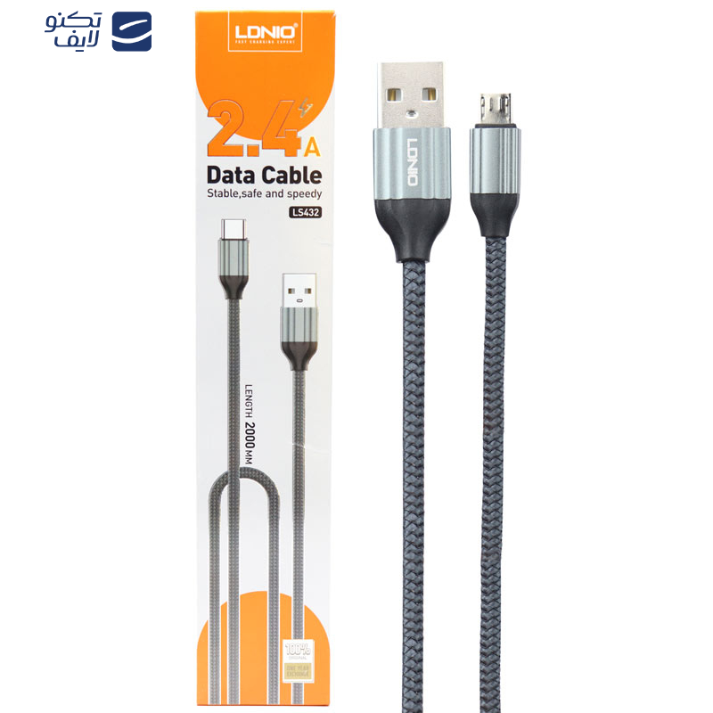 کابل تبدیل USB به microUSB الدینیو مدل LS432 طول 2 متر