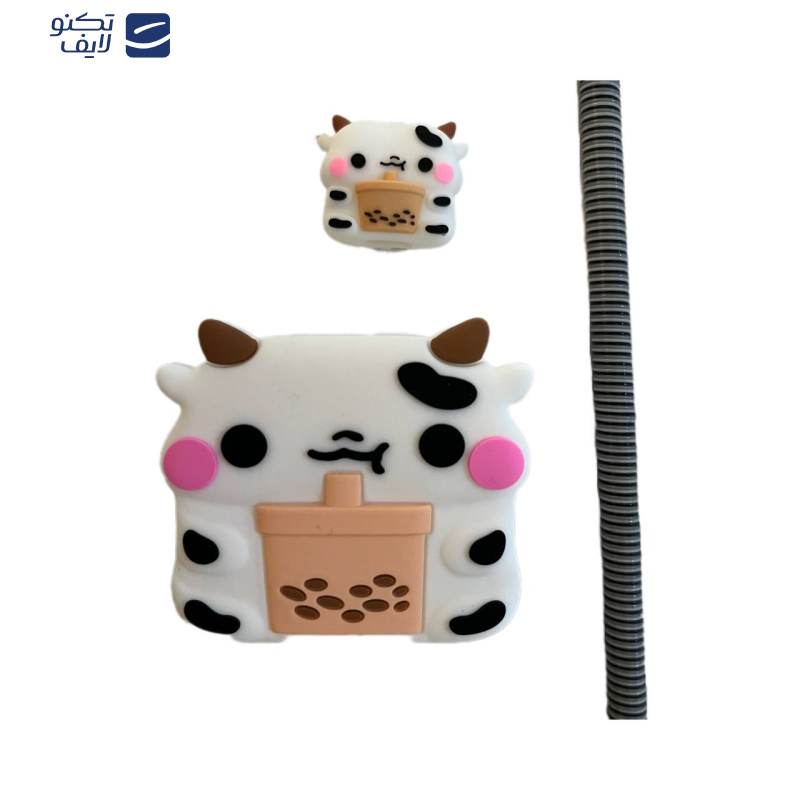 محافظ کابل طرح گاو مدل Silicon به همراه محافظ شارژ دیواری مجموعه 4 عددی محافظ کابل طرح گاو مدل Silicon به همراه محافظ شارژ دیواری مجموعه 4 عددی