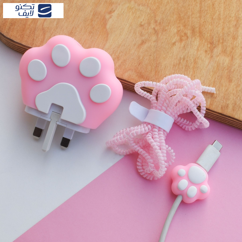 محافظ کابل وال کیس طرح پنجه کیوت به همراه محافظ شارژر دیواری 25 وات سامسونگ مجموعه 4 عددی محافظ کابل وال کیس طرح پنجه کیوت به همراه محافظ شارژر دیواری 25 وات سامسونگ مجموعه 4 عددی