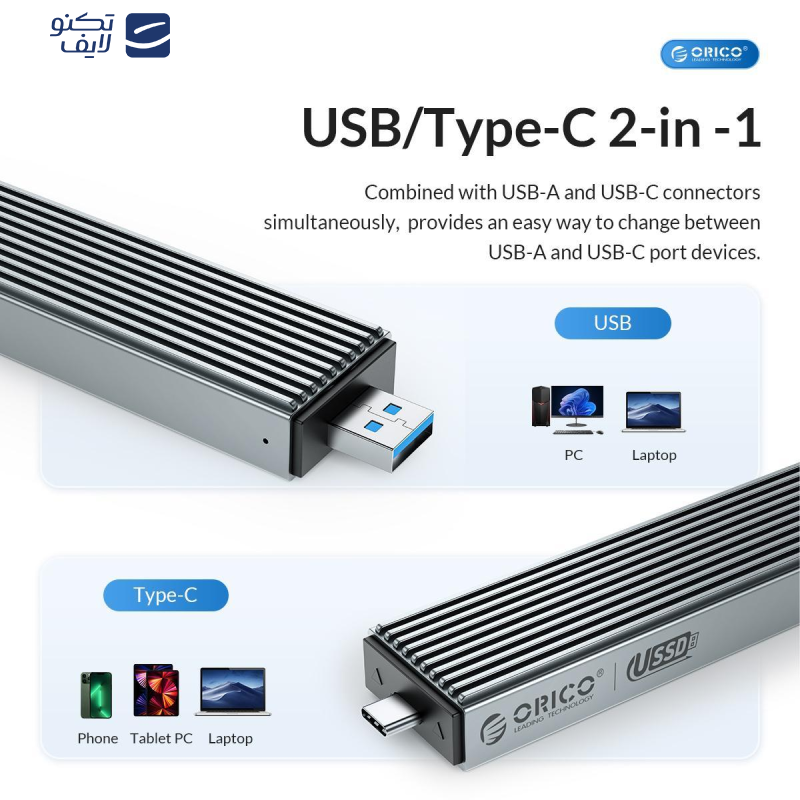 قاب M.2 NVMe/NGFF(SATA) SSD اوریکو مدل M2PJK-C3
