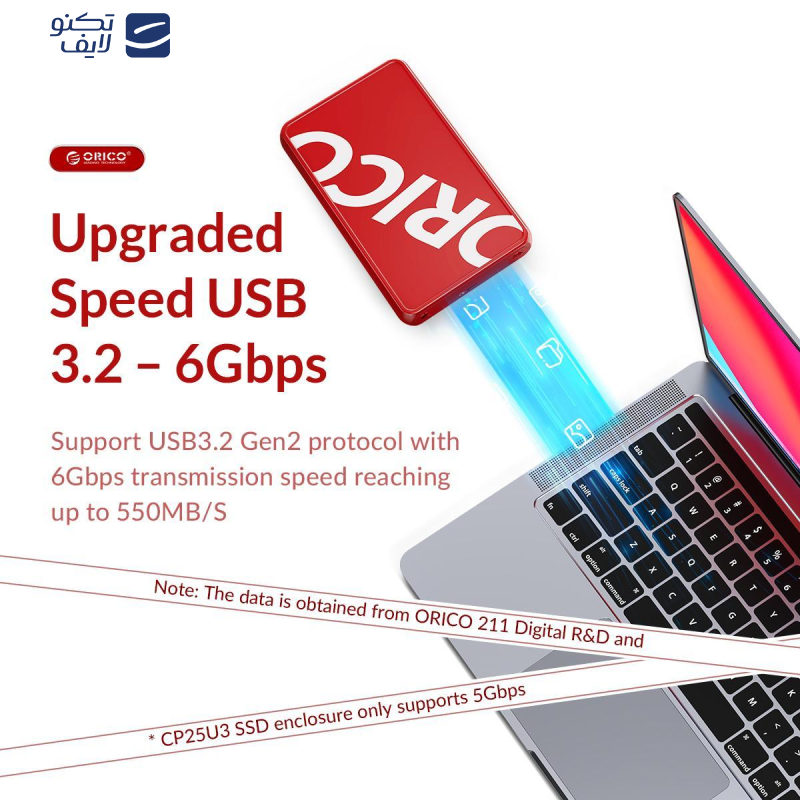 باکس SSD قابل حمل USB3.0 اوریکو مدل CP25U3 باکس SSD قابل حمل USB3.0 اوریکو مدل CP25U3