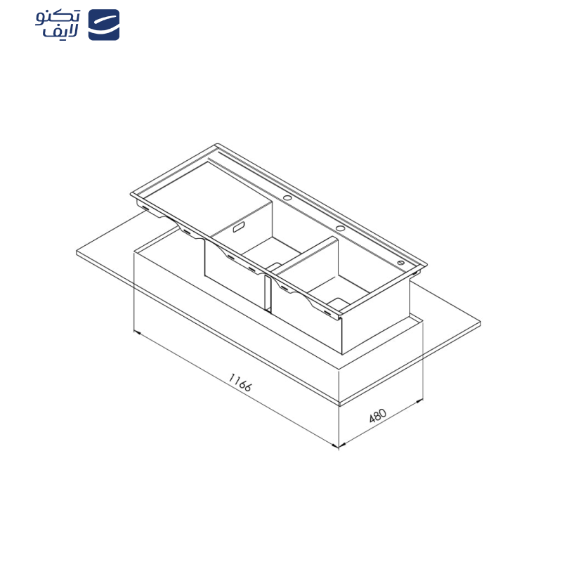 سینک ظرفشویی استیل توکار دو لگنه کن مدل BCN306 لگن راست  سینک ظرفشویی استیل توکار دو لگنه کن مدل BCN306 لگن راست