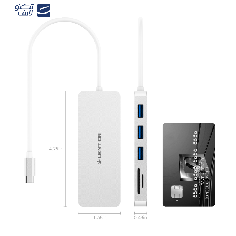هاب 5 پورت USB-C لنشن مدل C15  هاب 5 پورت USB-C لنشن مدل C15