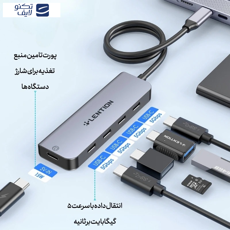 هاب 5 پورت USB-C لنشن مدل Ce31 هاب 5 پورت USB-C لنشن مدل Ce31