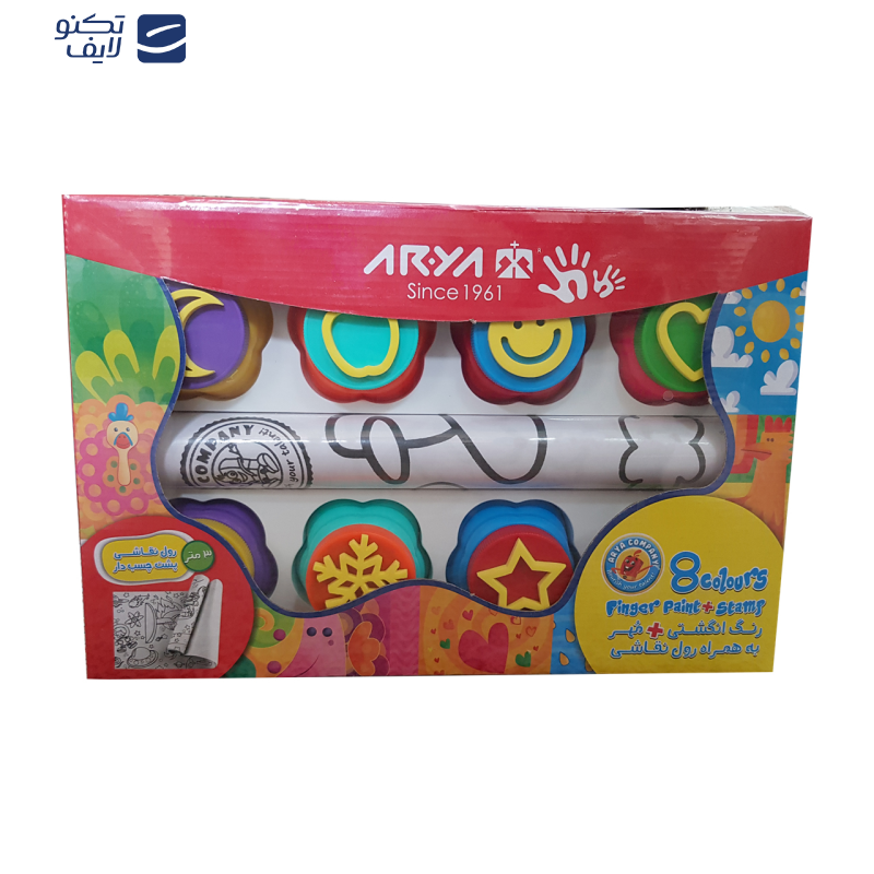 رنگ انگشتی 8 رنگ آریا کد 7031 به همراه رول رنگ رنگ انگشتی 8 رنگ آریا کد 7031 به همراه رول رنگ