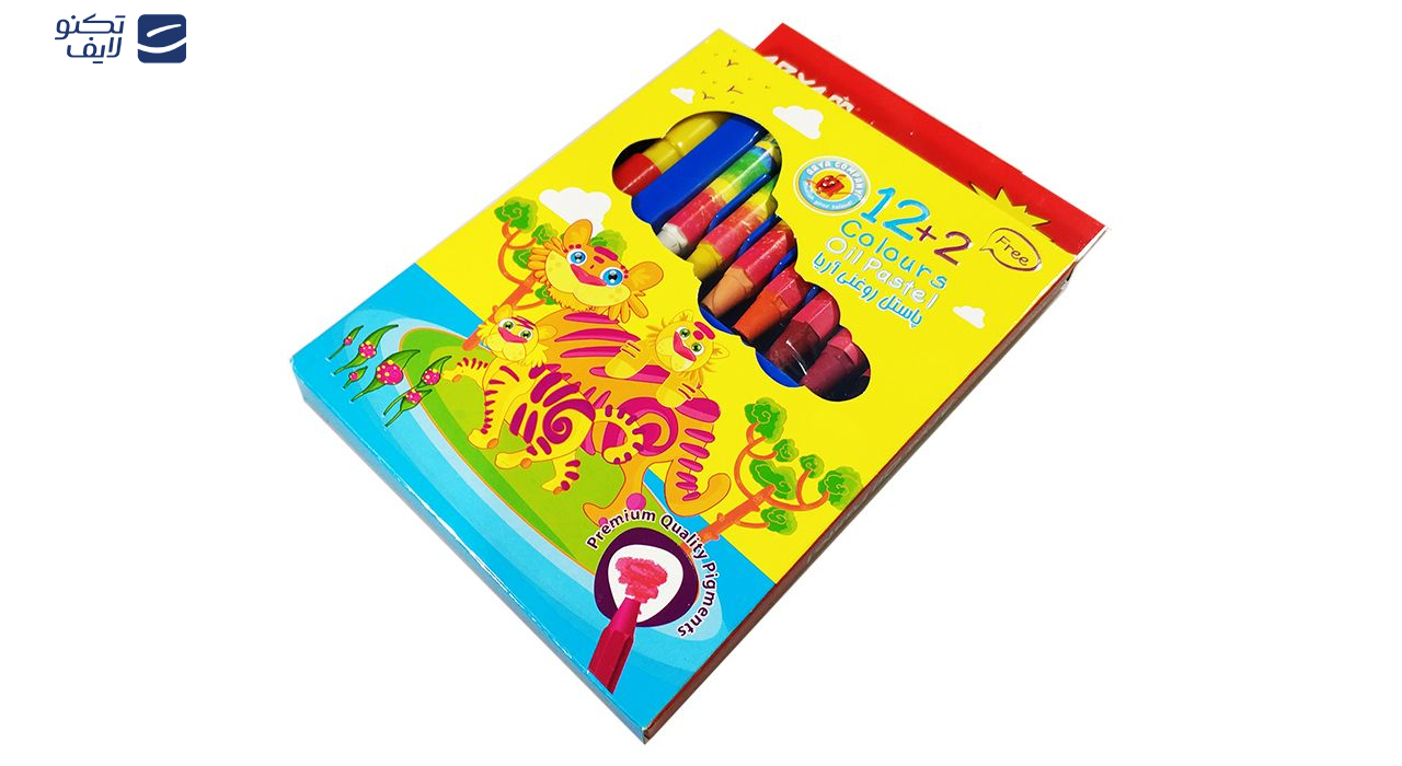 پاستل روغنی 2+12 رنگ آریا مدل 2027 Tiger Family پاستل روغنی 2+12 رنگ آریا مدل 2027 Tiger Family