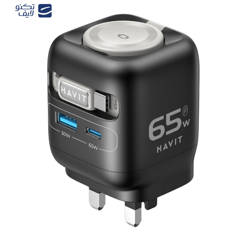 شارژر 65 وات 2 پورت هویت مدل UC252 به همراه کابل جمع شونده شارژر 65 وات 2 پورت هویت مدل UC252 به همراه کابل جمع شونده