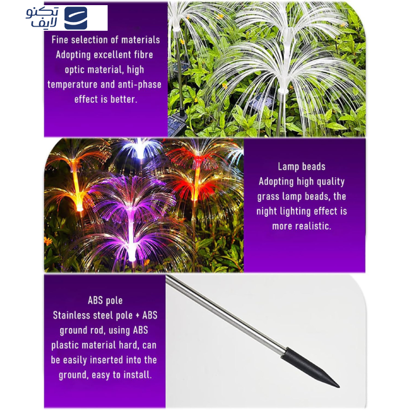 چراغ پارکی خورشیدی سولونیکس مدل قاصدک دو طبقه مجموعه 6 عددی