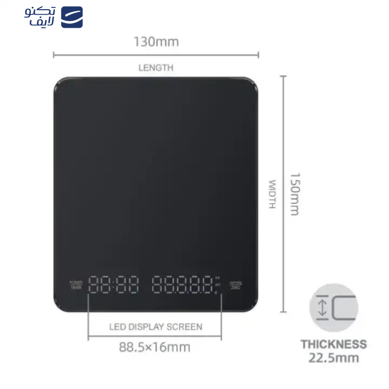 ترازوی آشپزخانه مدل تایمردار قهوه کد 3KG-0,1G CK2150