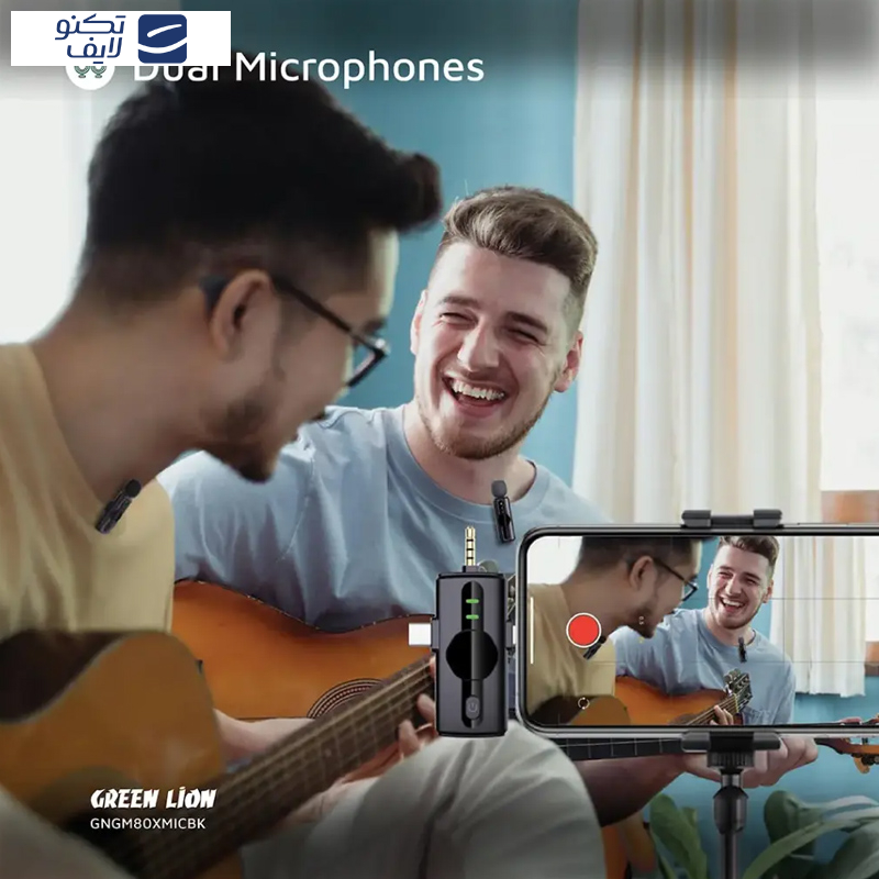 ست میکروفن بی سیم گرین لاین مدل GM-80X با درگاه اتصال لایتنینگ/AUX/USB-C