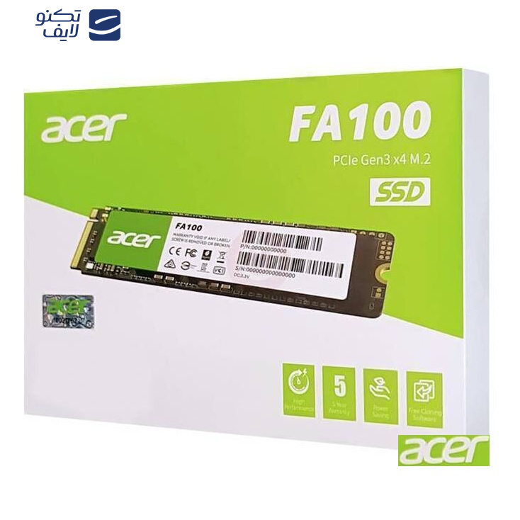 اس اس دی اینترنال PCIe Gen3 x4 ایسر مدل FA100 ظرفیت 256 گیگابایت