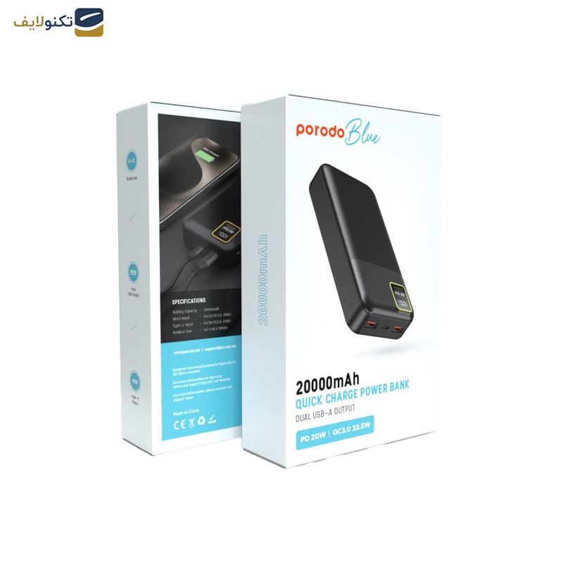 پاوربانک پرودو مدل PB22WPB20K ظرفیت 20000 میلی آمپر ساعت  پاوربانک پرودو مدل PB22WPB20K ظرفیت 20000 میلی آمپر ساعت