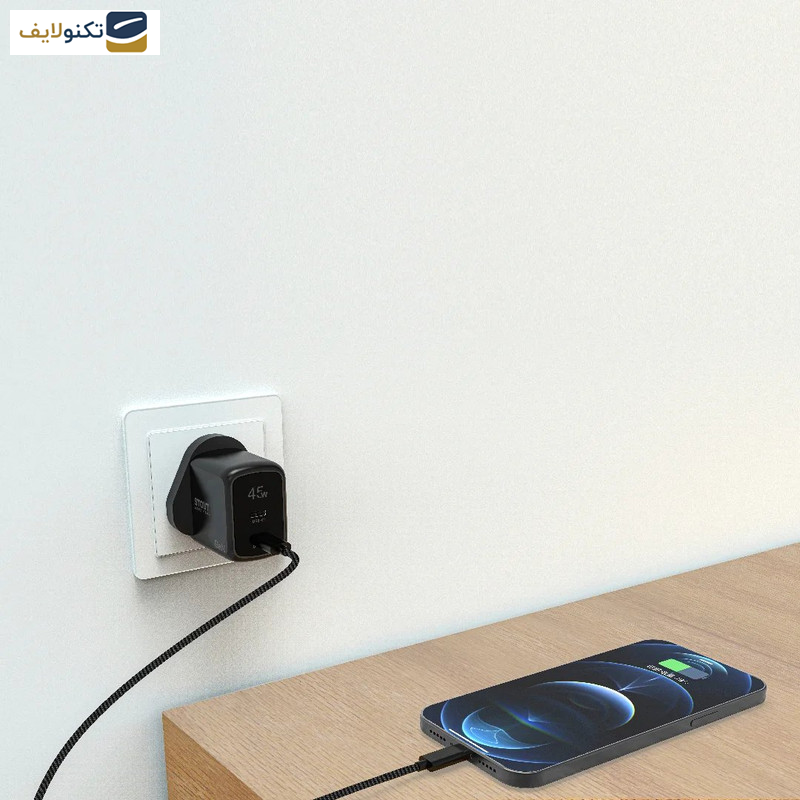شارژر دیواری 45 وات پاوا مدل Stout Gan Travel Charge به همراه کابل USB-C به لایتنینگ  شارژر دیواری 45 وات پاوا مدل Stout Gan Travel Charge به همراه کابل USB-C به لایتنینگ