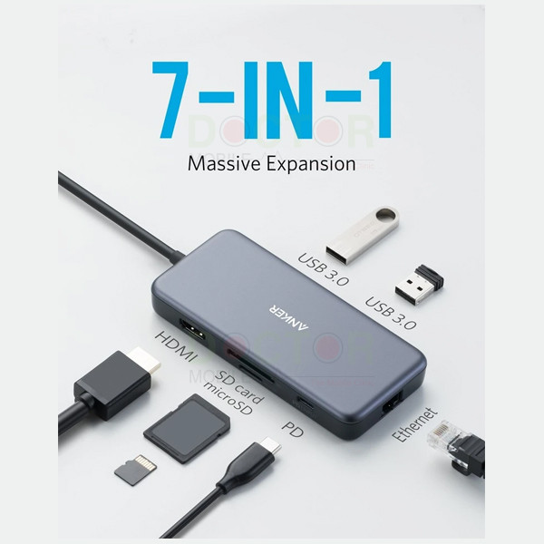 هاب 7 پورت USB-C انکر  مدل A8352HA1 هاب 7 پورت USB-C انکر  مدل A8352HA1