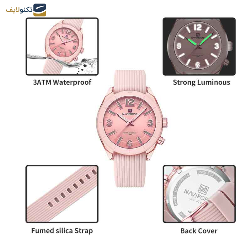 ساعت مچی عقربه ای زنانه نیوی فورس مدل NF7103 P P ساعت مچی عقربه ای زنانه نیوی فورس مدل NF7103 P P