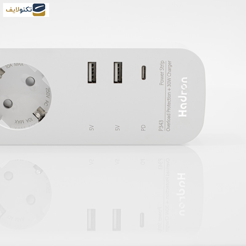 چندراهی برق هادرون مدل P343 مجهز به شارژر 30 وات چندراهی برق هادرون مدل P343 مجهز به شارژر 30 وات