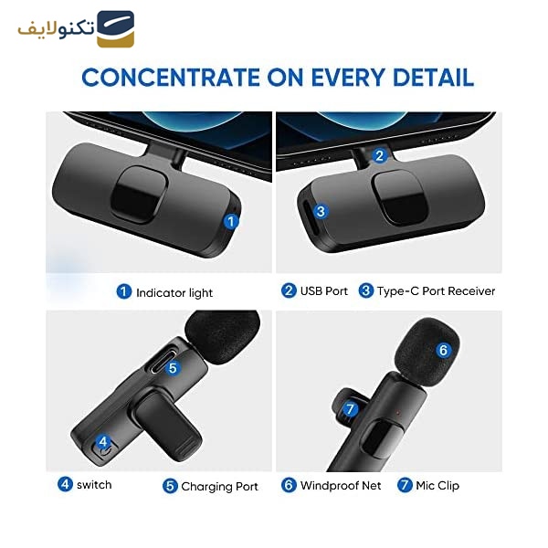 میکروفن یقه ای بی سیم مدل K9 Dual Type-C بسته 2 عددی میکروفن یقه ای بی سیم مدل K9 Dual Type-C بسته 2 عددی