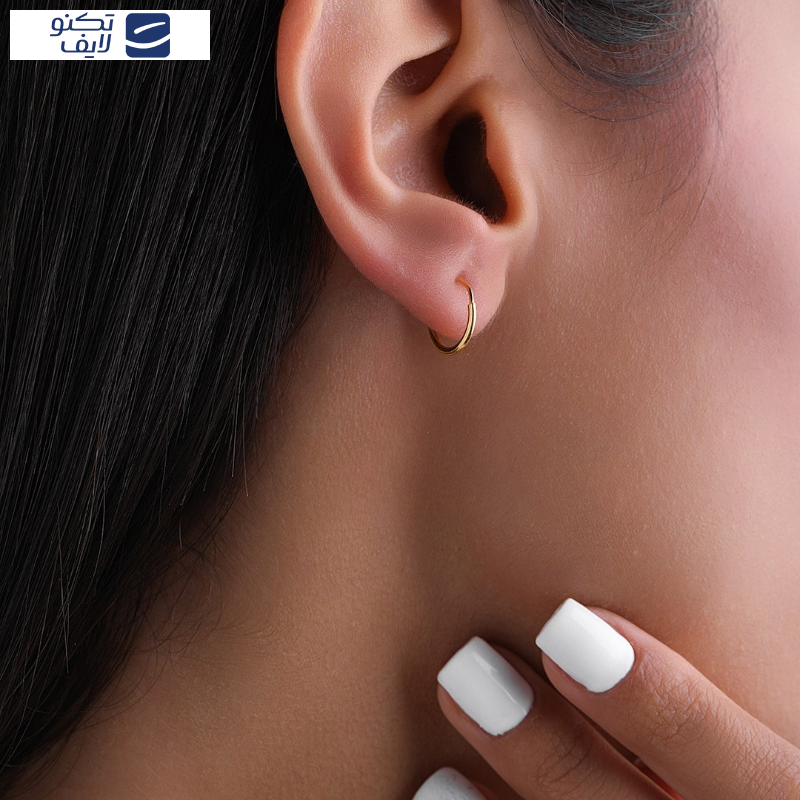 گوشواره حلقه ای طلا 18عیار کوچک  قطر 1 سانت گوشواره حلقه ای طلا 18عیار کوچک  قطر 1 سانت