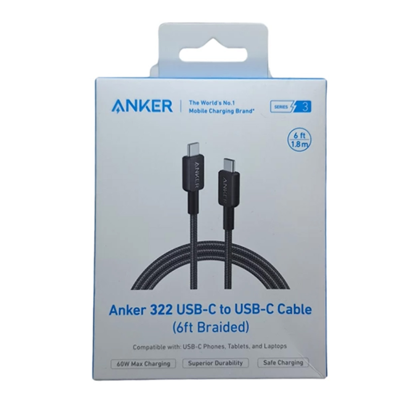 کابل تبدیل USB-C به USB-C انکر مدل A81F6 طول 1.8 متر کابل تبدیل USB-C به USB-C انکر مدل A81F6 طول 1.8 متر
