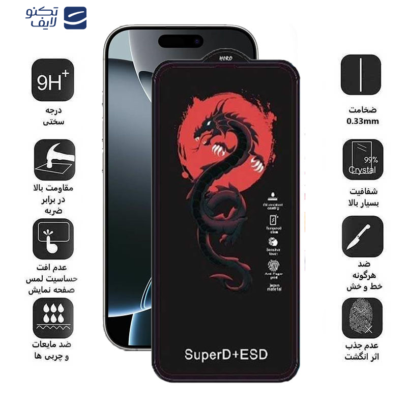 محافظ صفحه نمایش اپیکوی مدل Dragon ESD مناسب برای گوشی موبایل اپل iPhone 16 Pro  محافظ صفحه نمایش اپیکوی مدل Dragon ESD مناسب برای گوشی موبایل اپل iPhone 16 Pro
