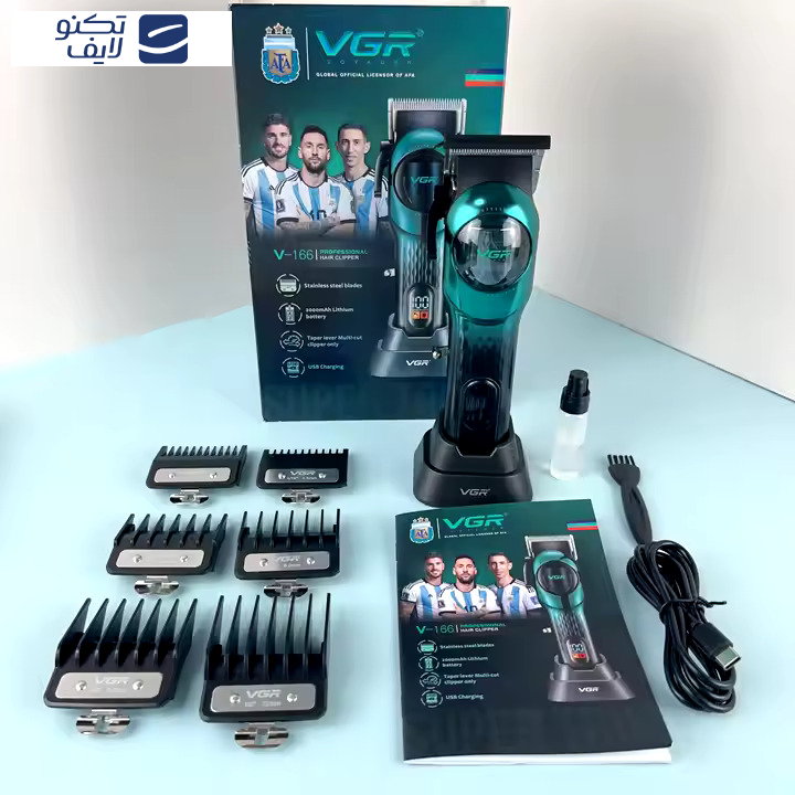 ماشین اصلاح مو سر و صورت شارژی  وی جی ار مدل v166 ماشین اصلاح مو سر و صورت شارژی  وی جی ار مدل v166