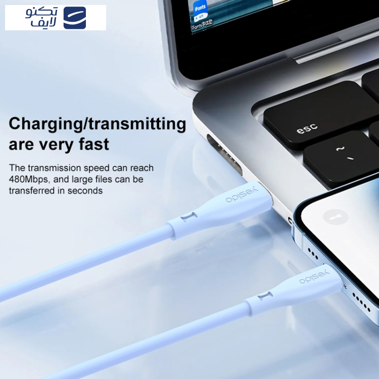 کابل تبدیل usb-C به لایتنینگ یسیدو مدل CA151 طول 1 متر کابل تبدیل usb-C به لایتنینگ یسیدو مدل CA151 طول 1 متر