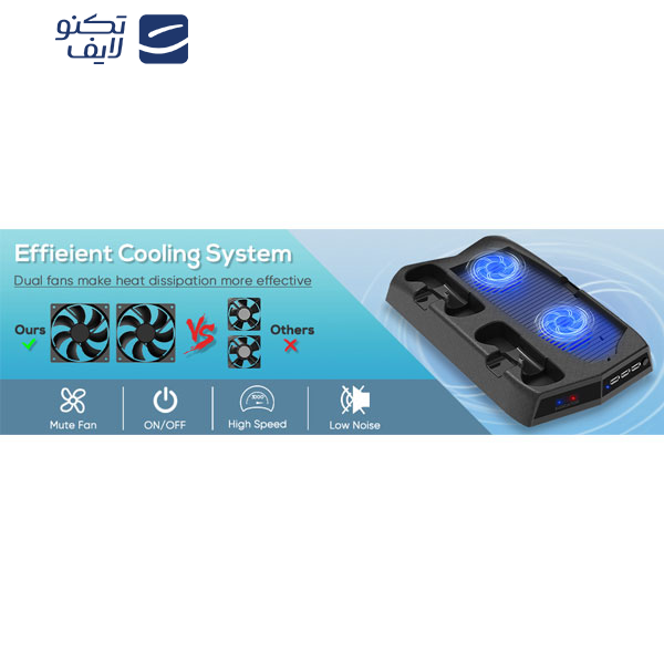 پایه شارژر و فن خنک کننده پلی استیشن 5 مدل P5-010-2 پایه شارژر و فن خنک کننده پلی استیشن 5 مدل P5-010-2