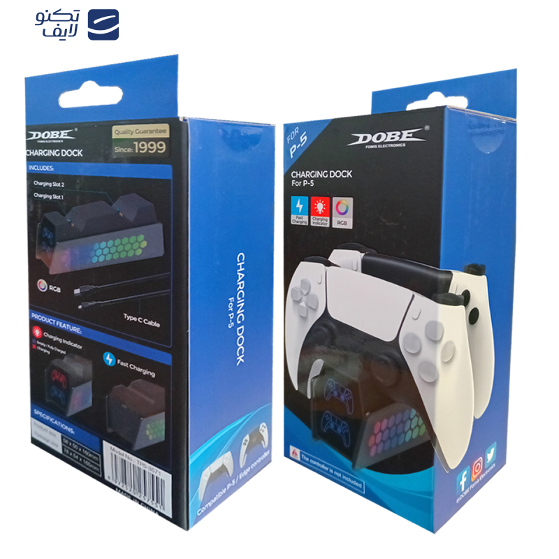 پایه شارژر RGB دسته پلی استیشن 5 دابی مدل DOBE TP5 3571 پایه شارژر RGB دسته پلی استیشن 5 دابی مدل DOBE TP5 3571