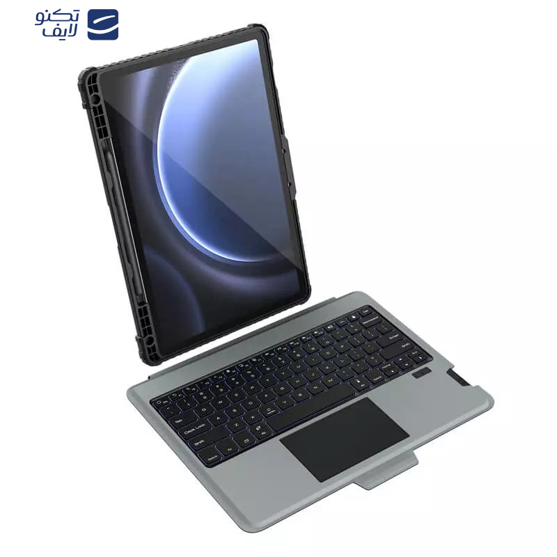 کیف کلاسوری کیبورددار نیلکین مدل Bumper Combo Backlit Keyboard مناسب برای تبلت سامسونگ Galaxy S9 Fe Plus کیف کلاسوری کیبورددار نیلکین مدل Bumper Combo Backlit Keyboard مناسب برای تبلت سامسونگ Galaxy S9 Fe Plus