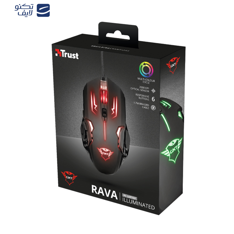 ماوس مخصوص بازی تراست مدل GXT 108 Rava illuminated ماوس مخصوص بازی تراست مدل GXT 108 Rava illuminated